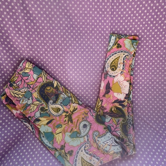LuLaRoe Women's Leggings - Blue and Multicolor Paisley - Picture 3 of 5